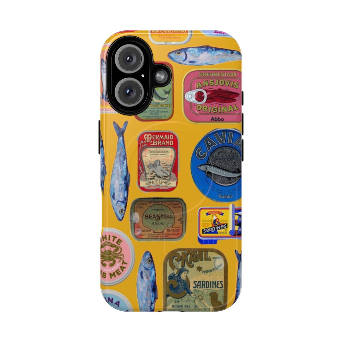 Vintage fish sardine can design on a magnetic tough phone case