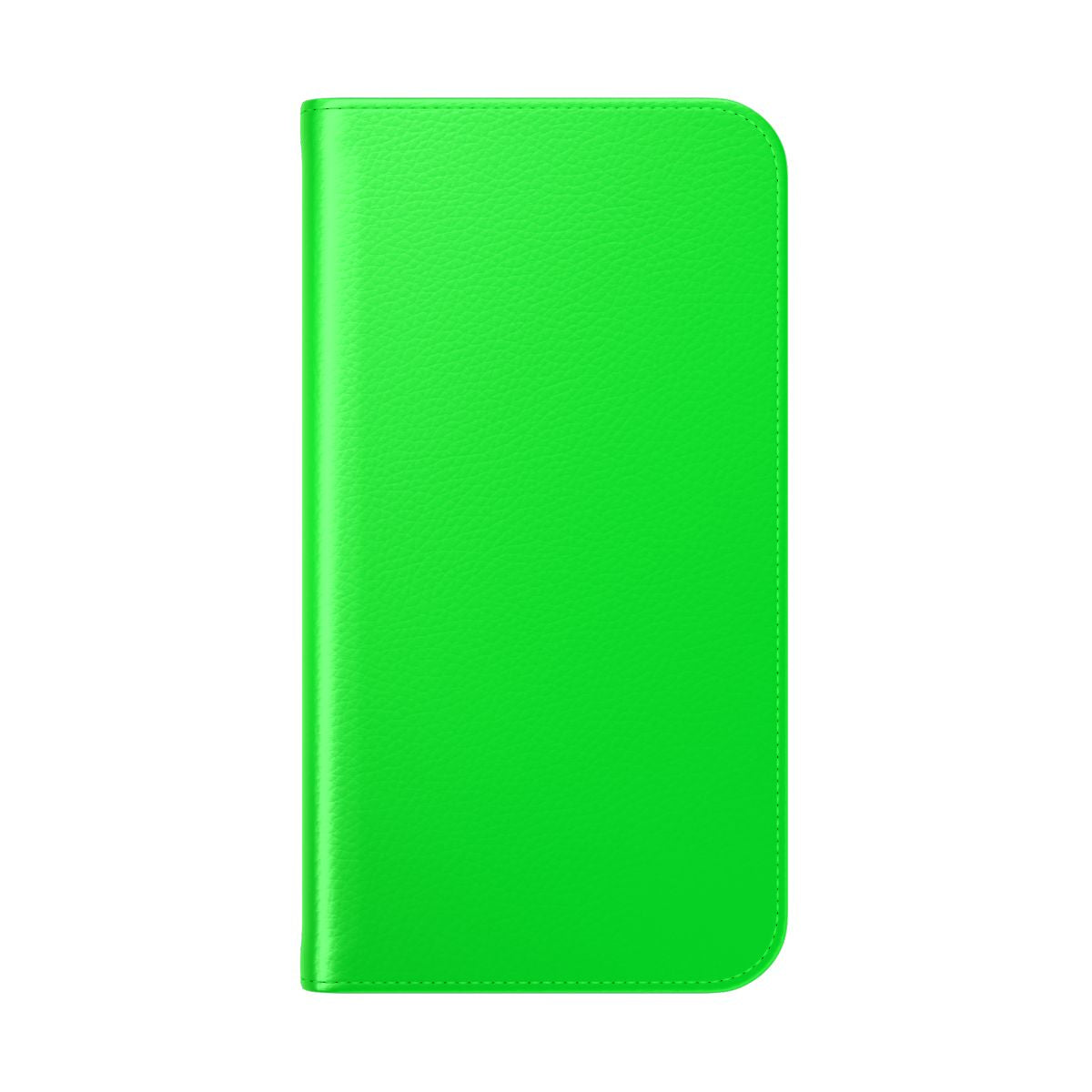 Bright green phone case with flip cover design for enhanced visibility - Folded Back