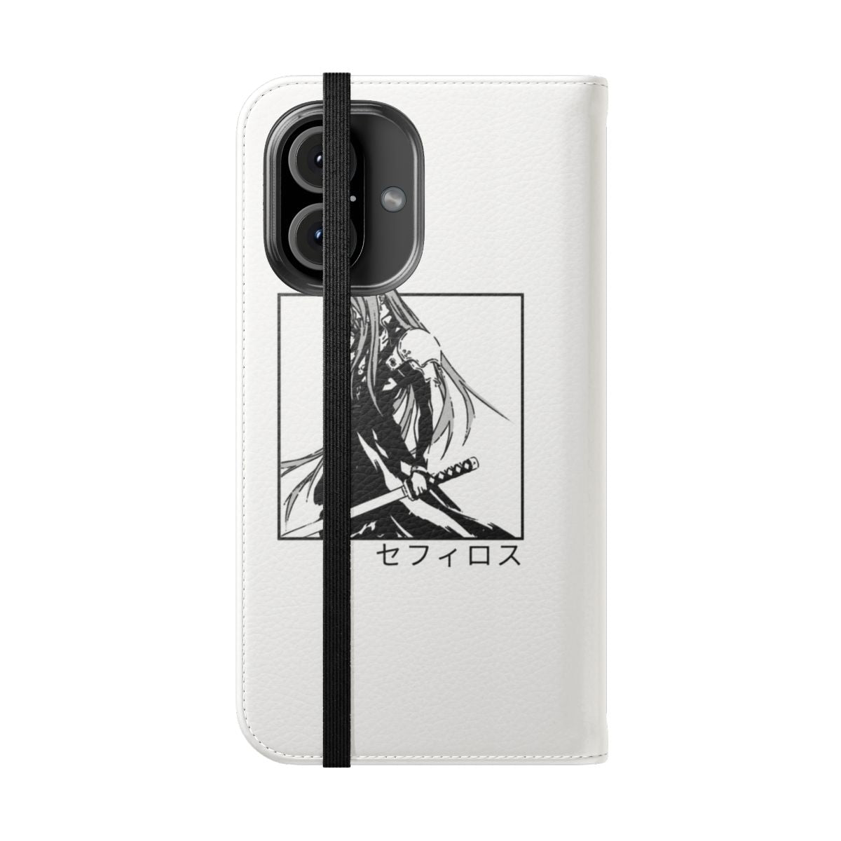 Sephiroth-themed phone case with character art from Final Fantasy VII - Folded Front