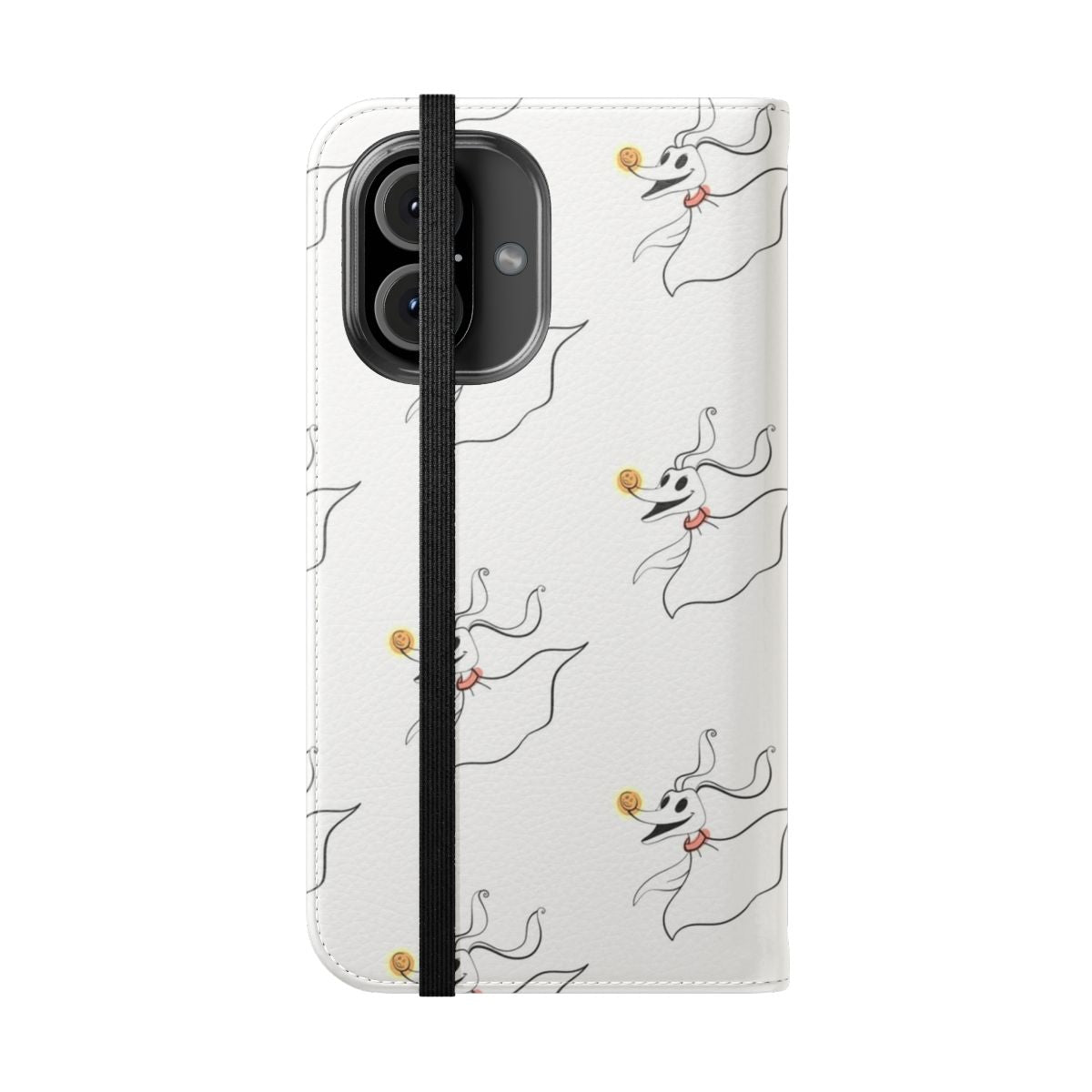 Spooky ghost-themed phone case inspired by The Nightmare Before Christmas - Folded Front