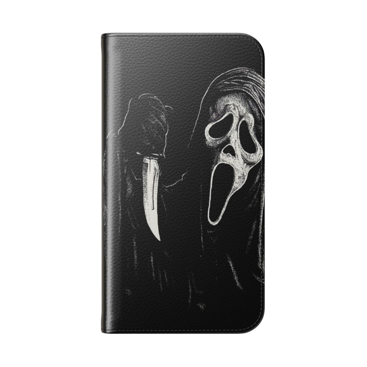 Ghostface-inspired phone case with flip cover design - Folded Back