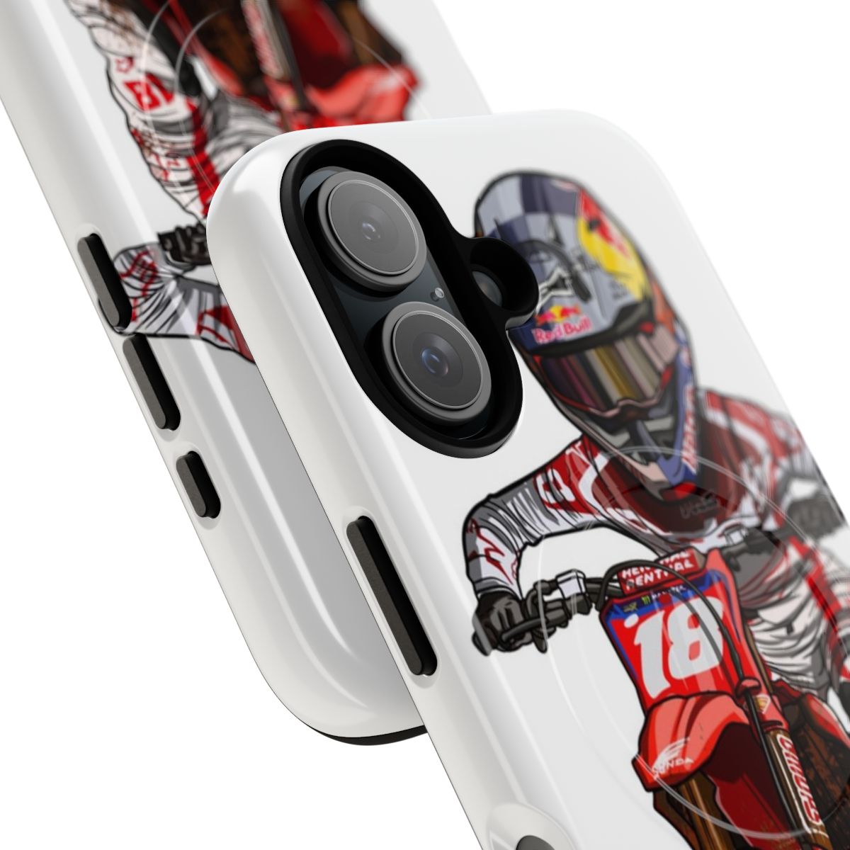 Tough motocross dirt bike magnetic phone case with bold graphics - Detail