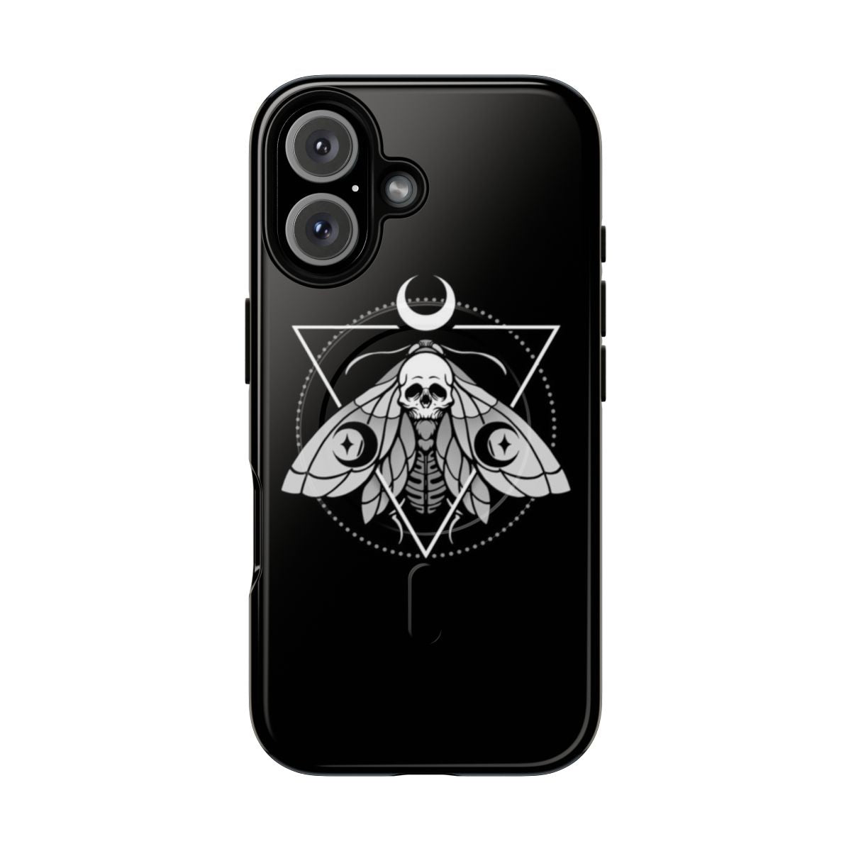 Mystic Moth Geometric Dark Gothic Phone Case with Skull and Moon