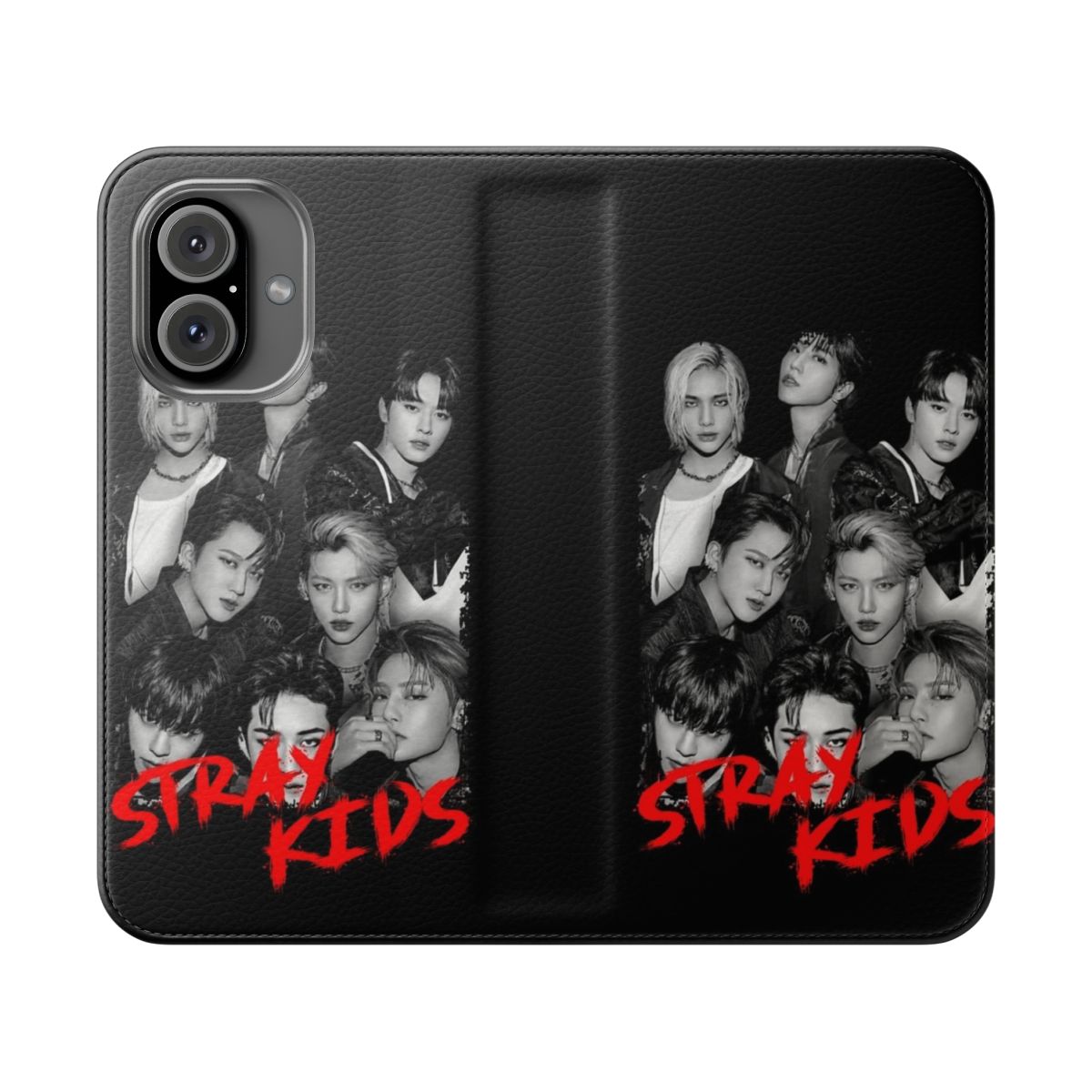 Stray Kids inspired phone case with a sleek black and white design and RGB color accents