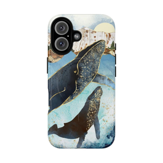 Watercolor-style phone case with magnetic closure and protective design