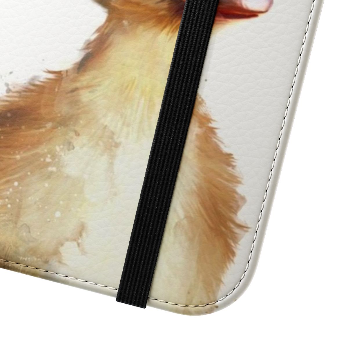 Closeup photo of a cute little duck on a flip cover phone case - Close Up