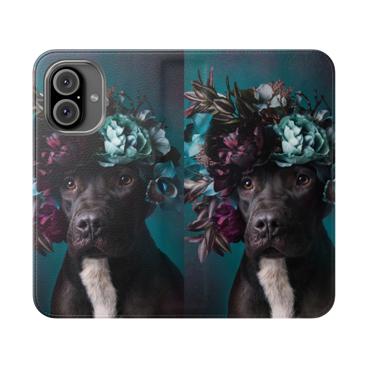 Flower Power Pitbull Dog Flip Cover Phone Case