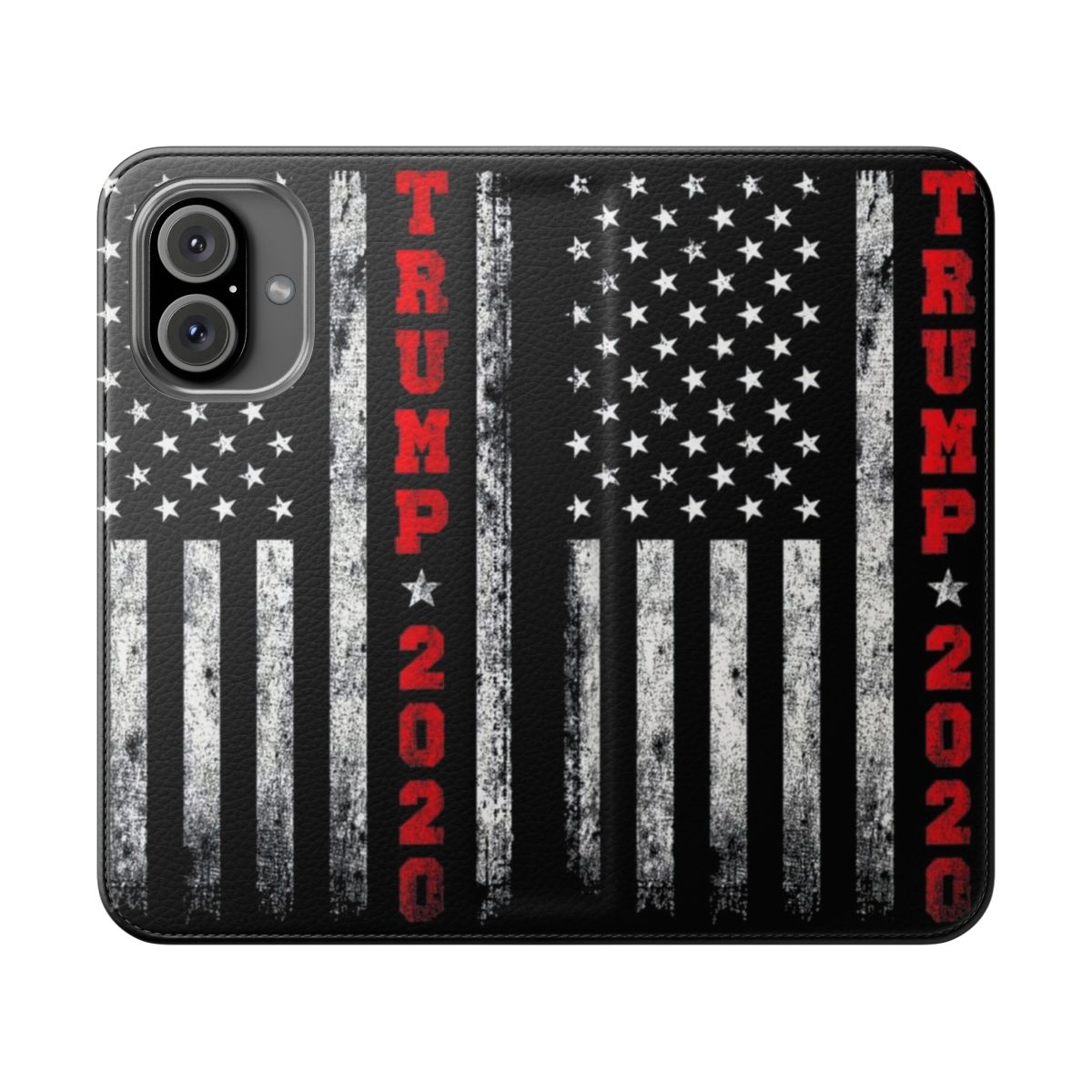 Vintage-style phone case with Trump 2020 and American flag design