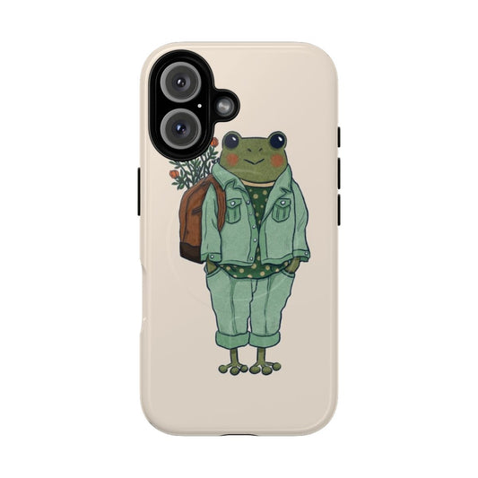 Frog-themed magnetic tough phone case with cottagecore design