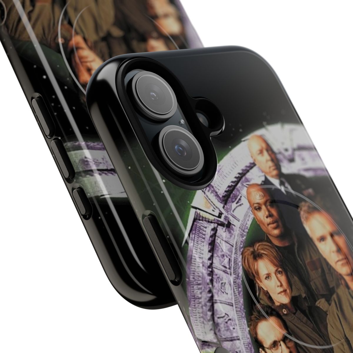 Stargate-themed magnetic protective phone case featuring Stargate SG-1 characters - Detail