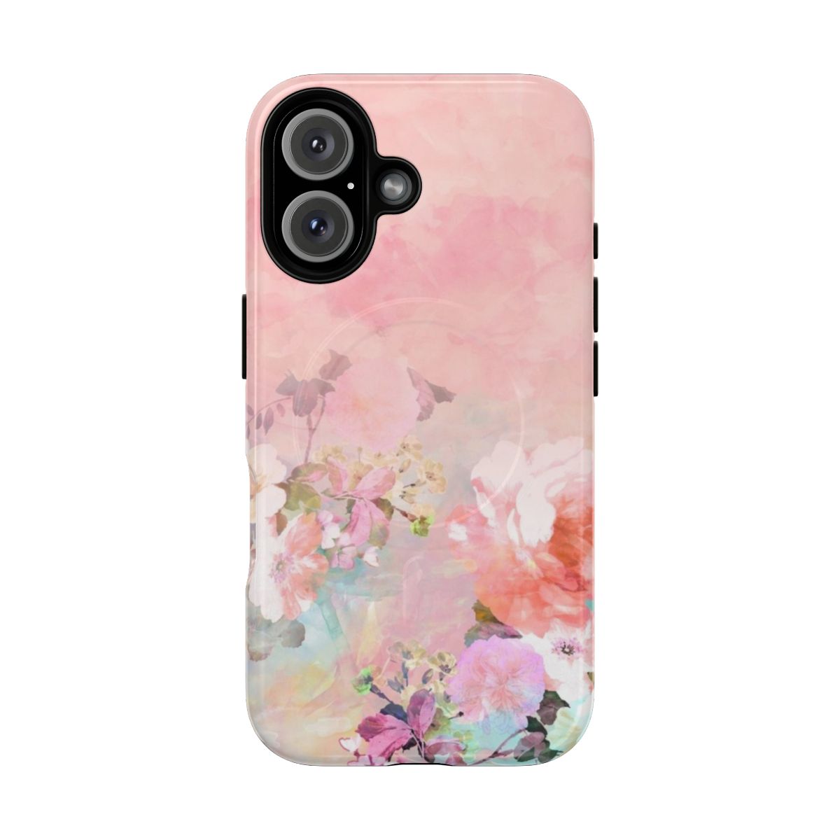 Pastel blush watercolor ombre floral watercolor design on a magnetic tough phone case