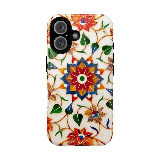 Taj Mahal inspired floral design magnetic tough phone case