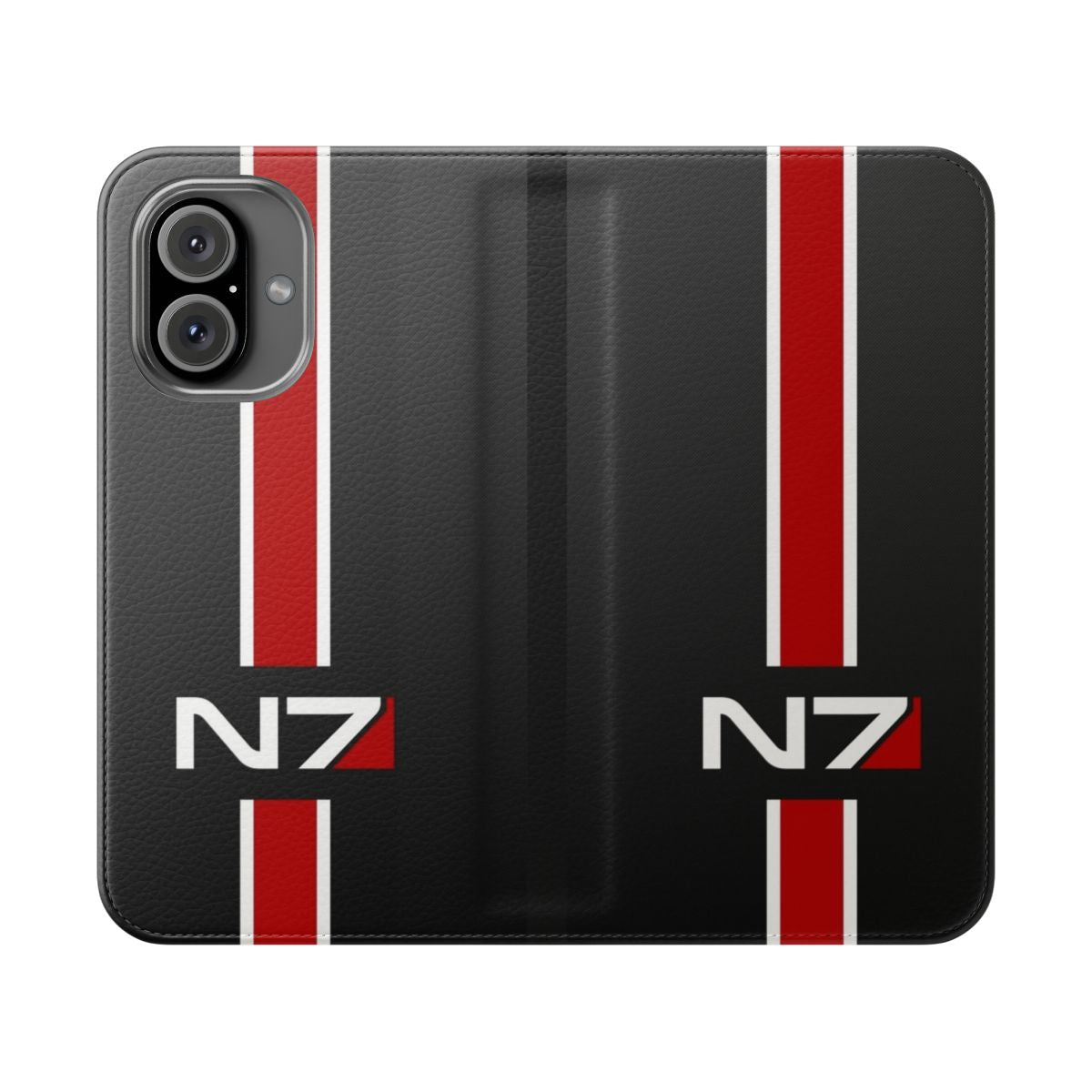 Mass Effect-inspired N7 emblem flip cover phone case