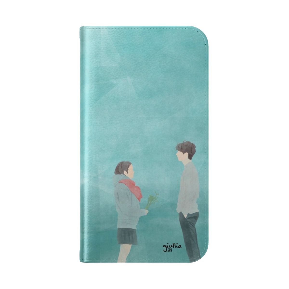 Goblin-inspired flip cover phone case with fan art design - Folded Back