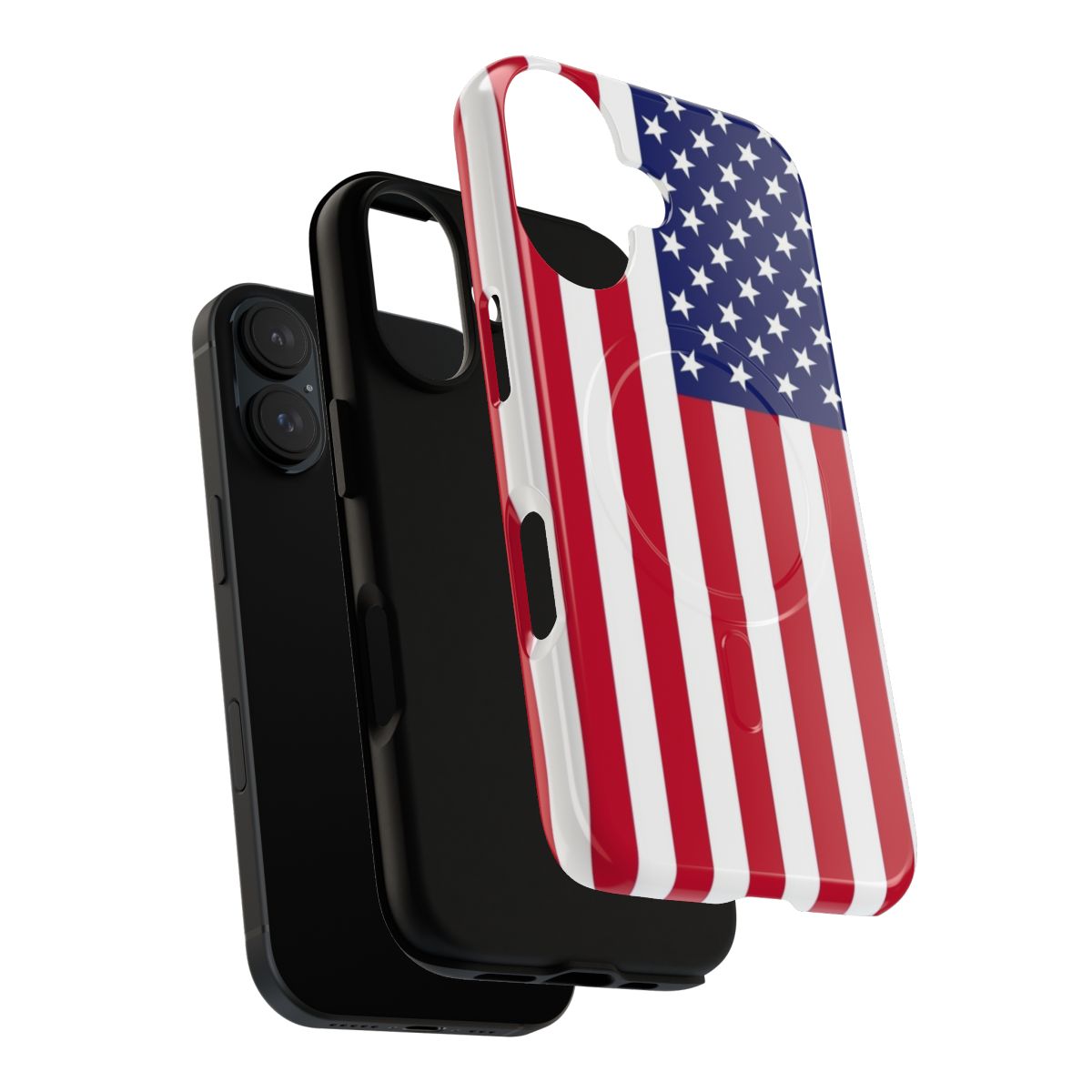 Patriotic American flag phone case for magnetic tough phones - Layers