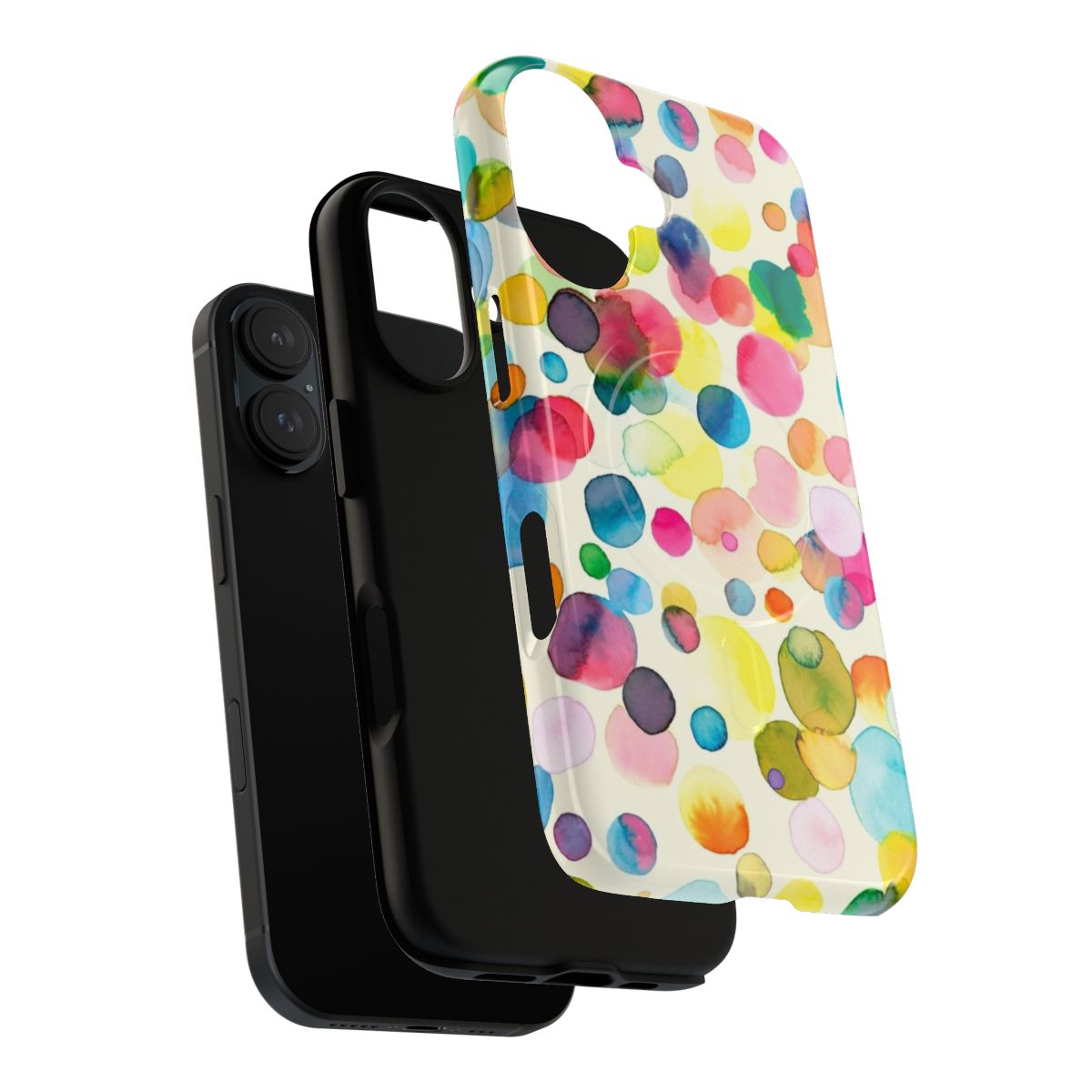 Colorful watercolor drop pattern phone case with magnetic closure and tough protection - Layers