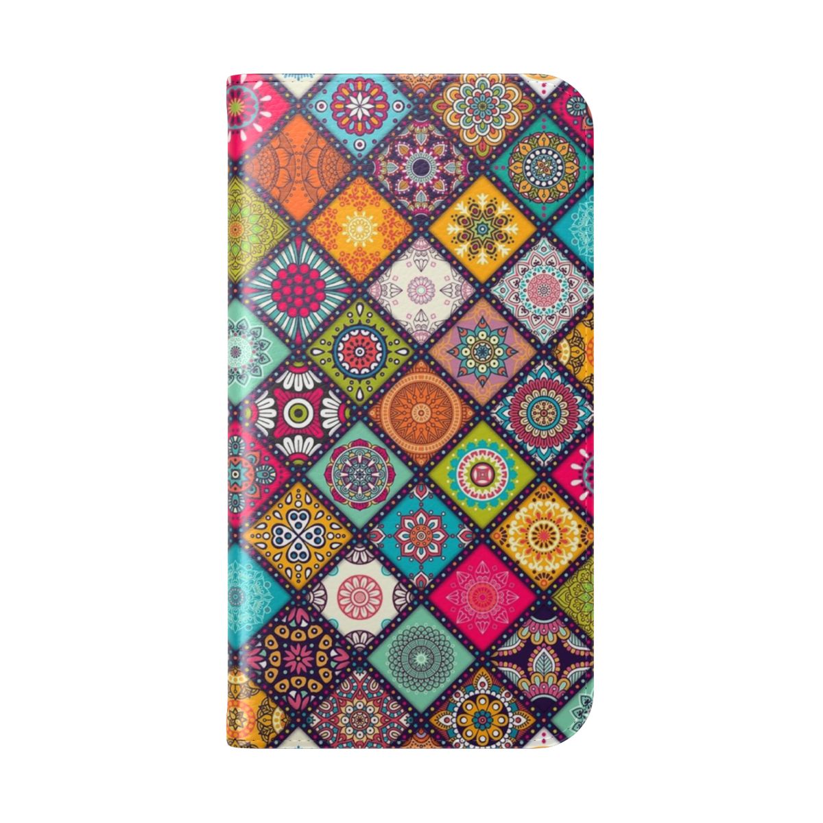 Colorful mandala pattern on a flip cover phone case - Folded Back