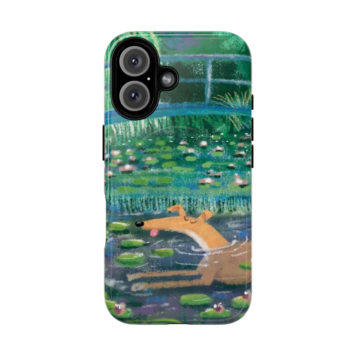 Artistic phone case featuring greyhound, whippet, and lurcher in an impressionist style