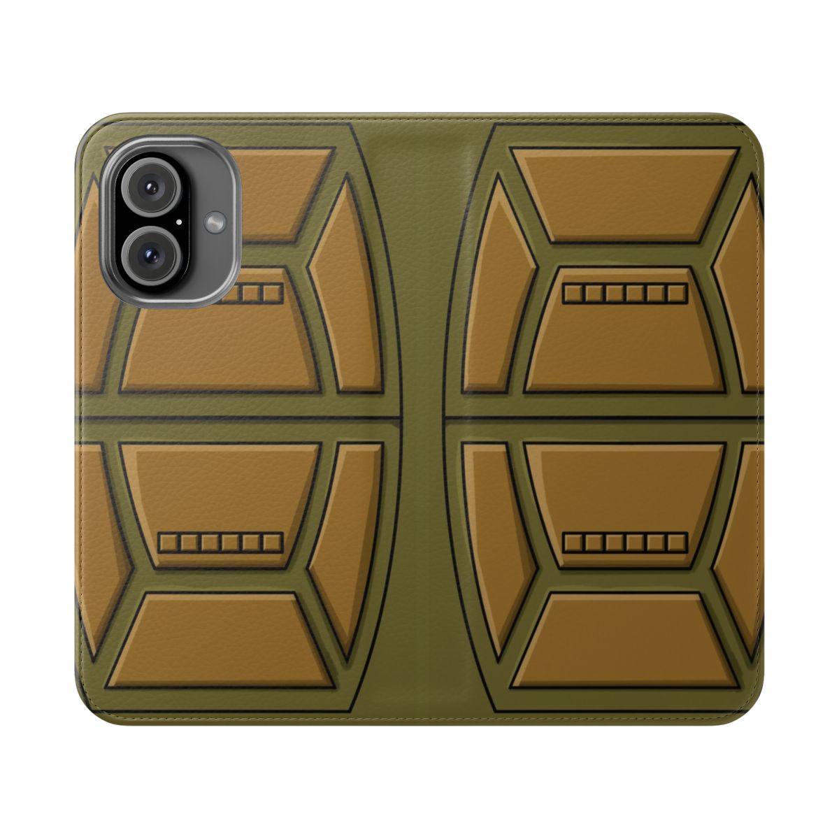 Retro-style phone case with a turtle shell design, perfect for classic ninja fans.