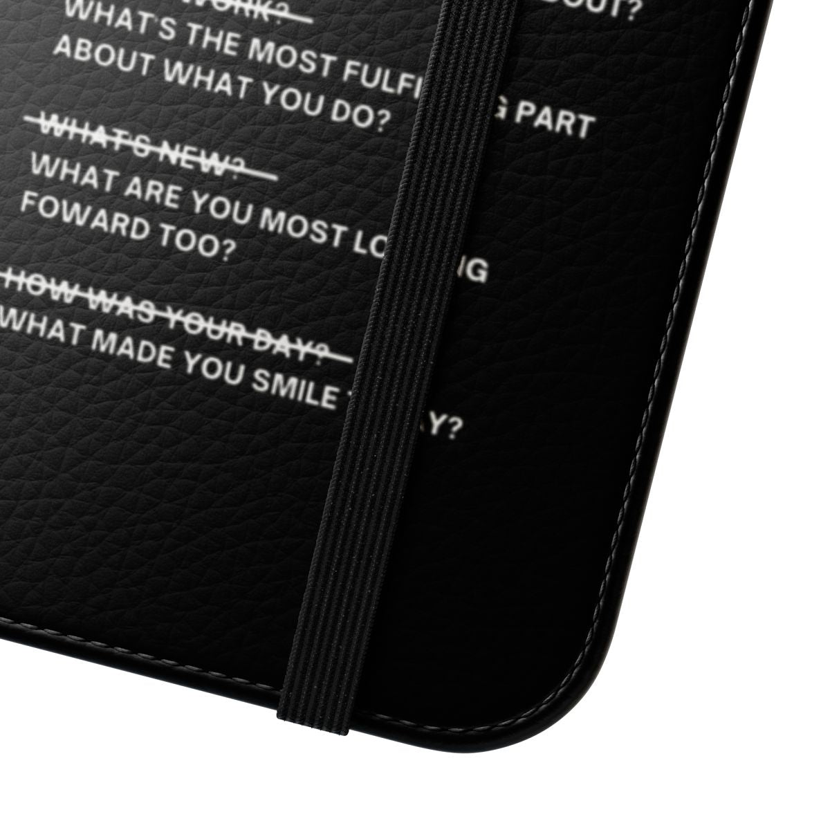 Flip cover phone case with text about overcoming social anxiety and mental health challenges - Close Up