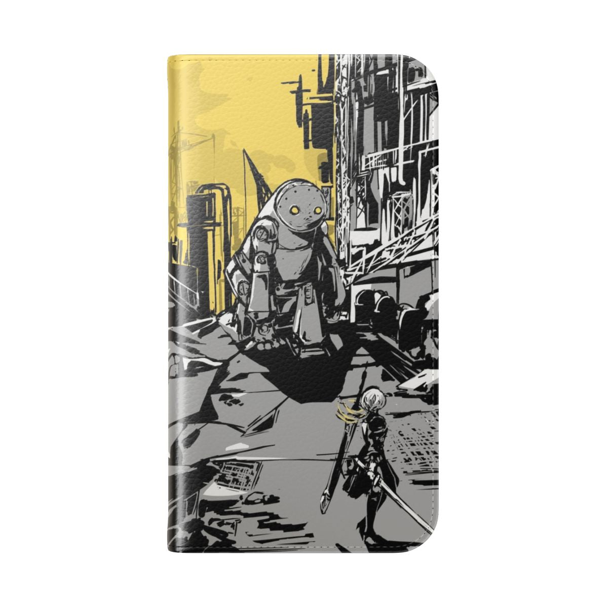 Nier Automata Inspired Flip Cover Phone Case for Android and iPhone - Folded Back