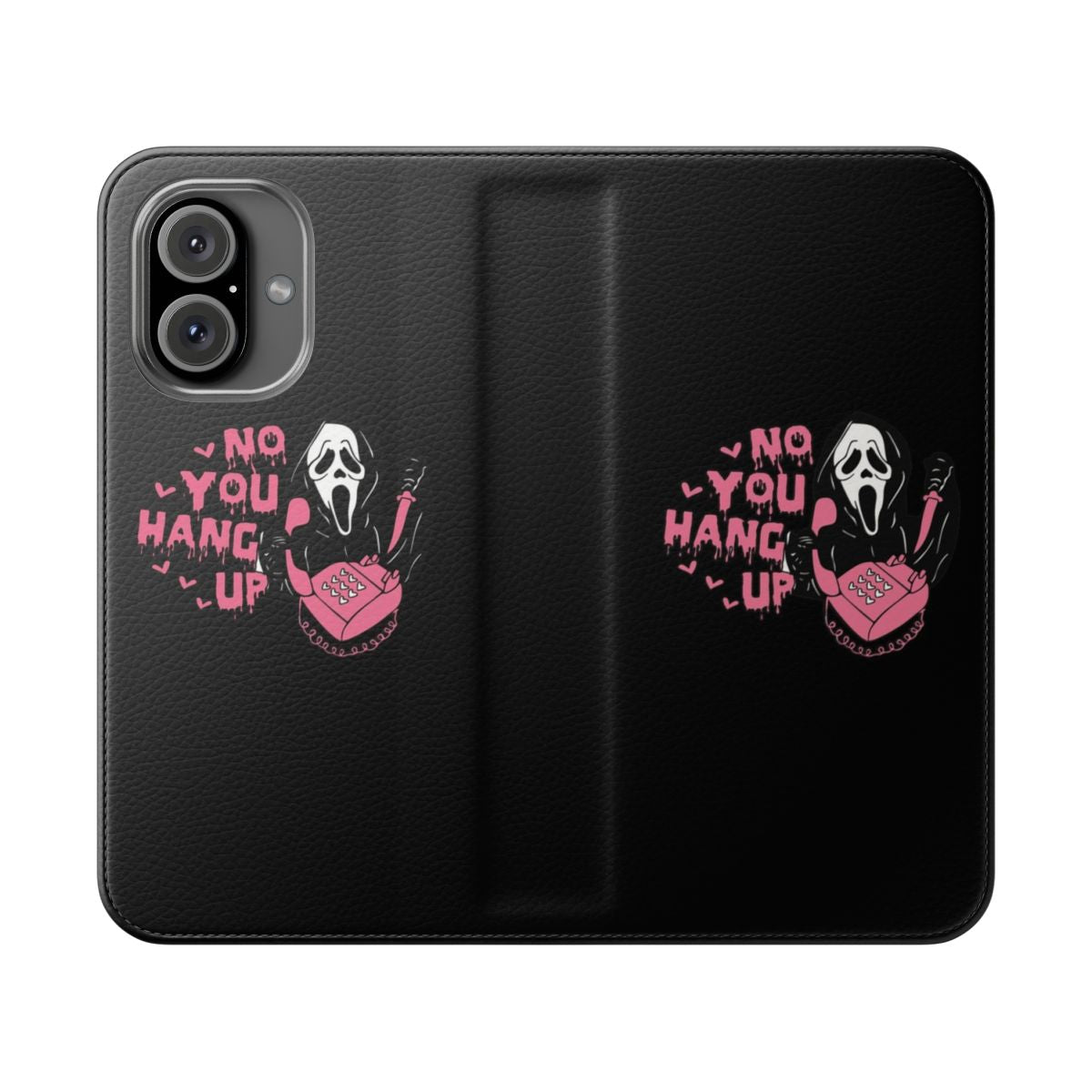 Ghostface-Inspired Flip Cover Phone Case with Spooky Halloween Design