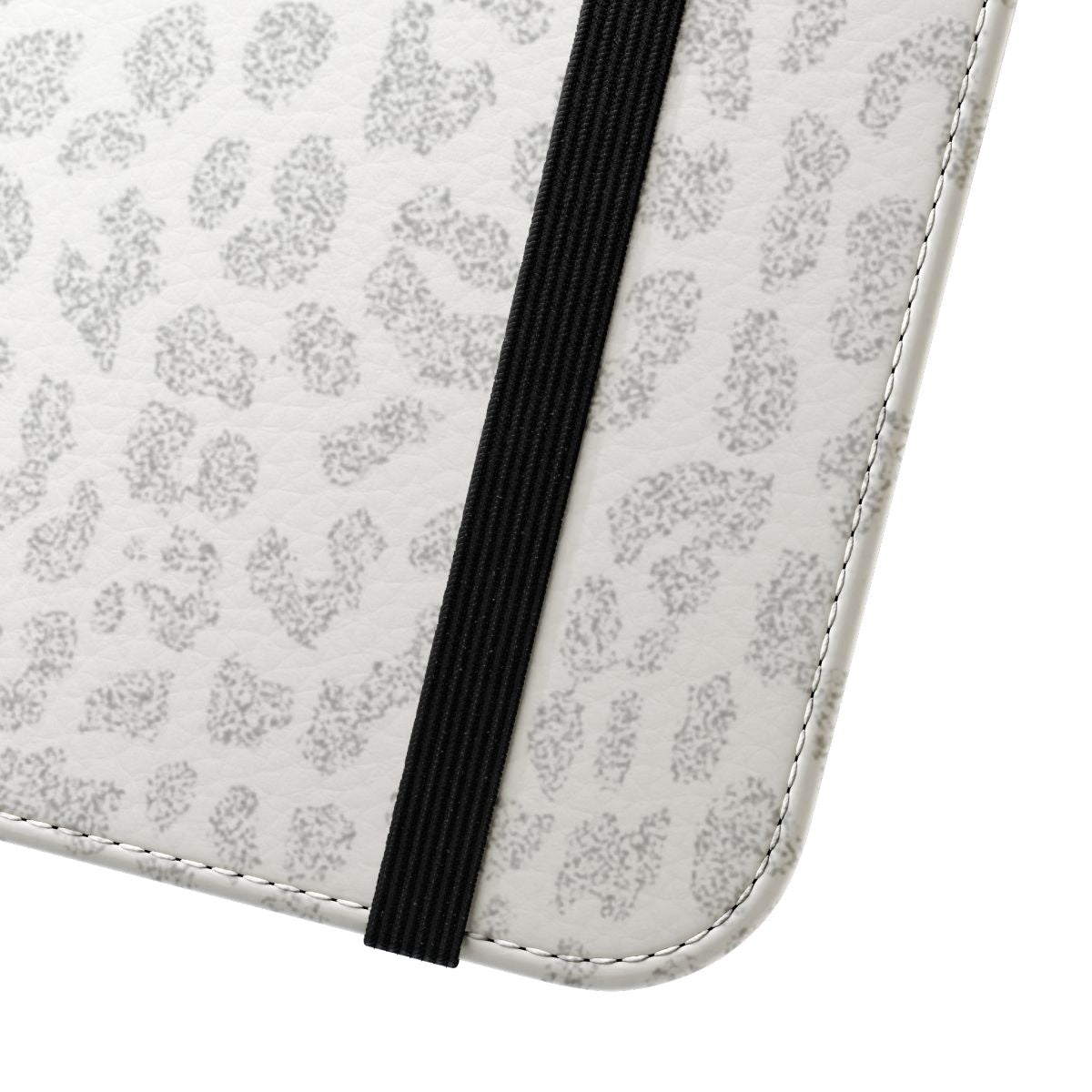 Gray leopard print flip cover phone case - Close Up