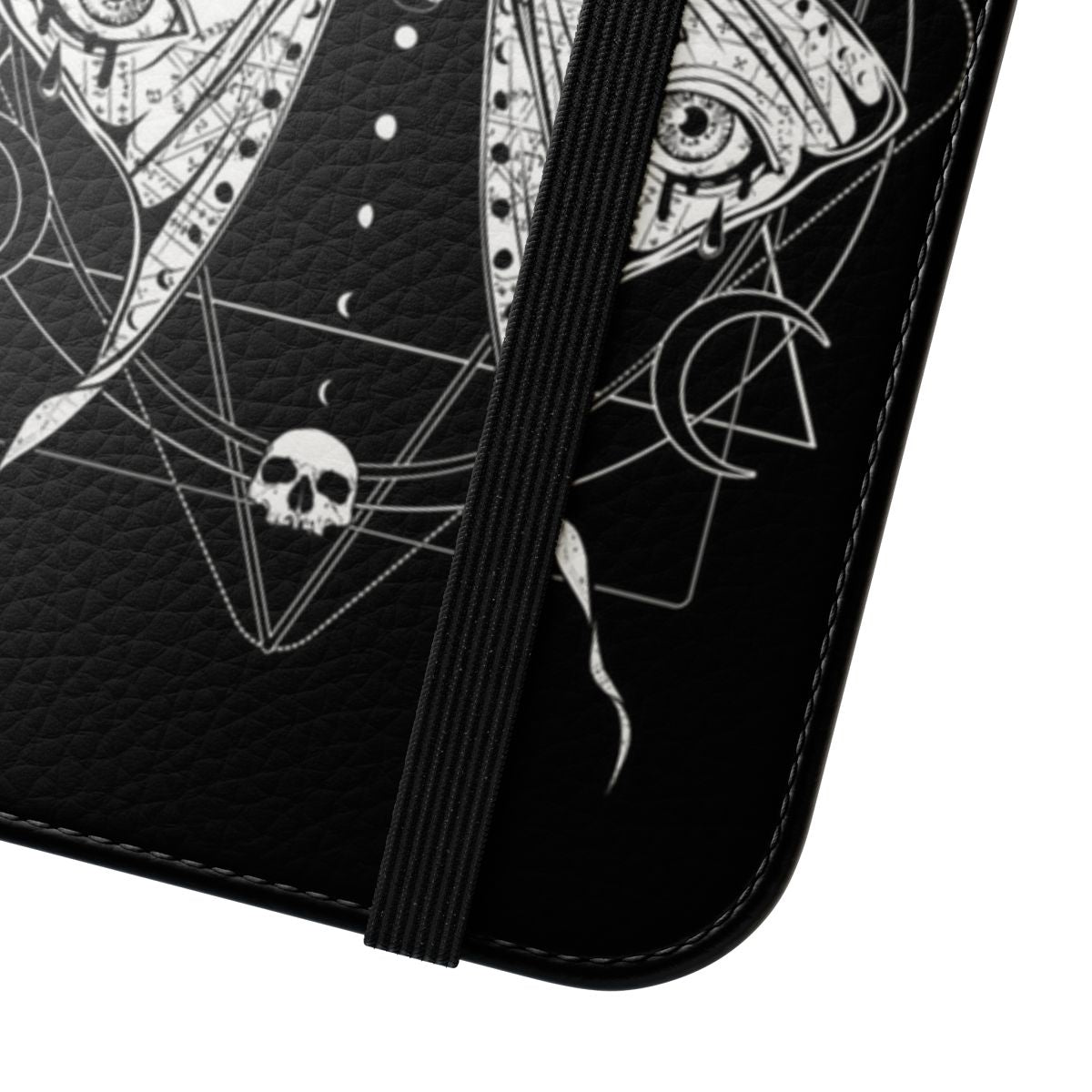 Artistic phone case featuring a detailed macabre luna moth design in a dark academia aesthetic. - Close Up