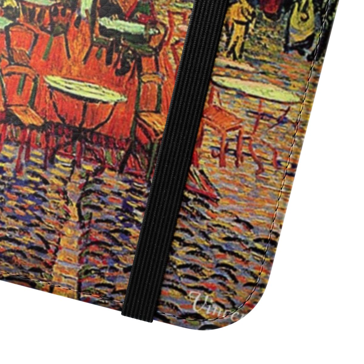 Flip phone case featuring Vincent van Gogh's "The Cafe Terrace on the Place du Forum, Arles, at Night" - Close Up