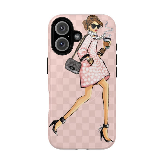 Chic magnetic phone case with a trendy, girly, and fun design for coffee lovers and fashionable women.