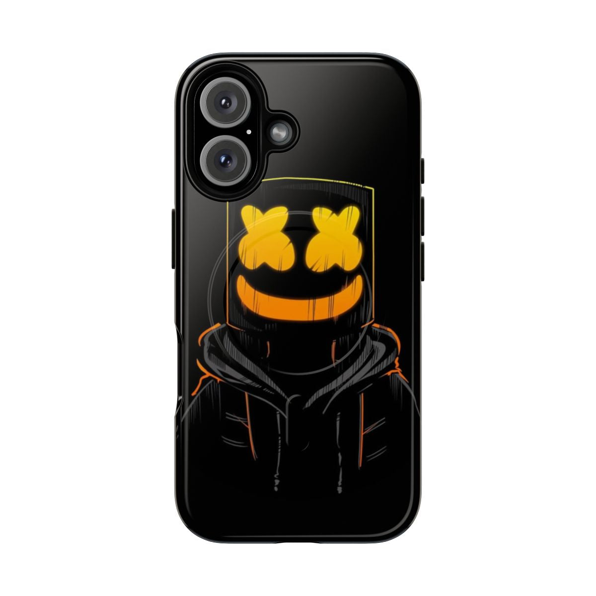 Dark fantasy illustration of Marshmello character with bottomless design on a magnetic tough phone case