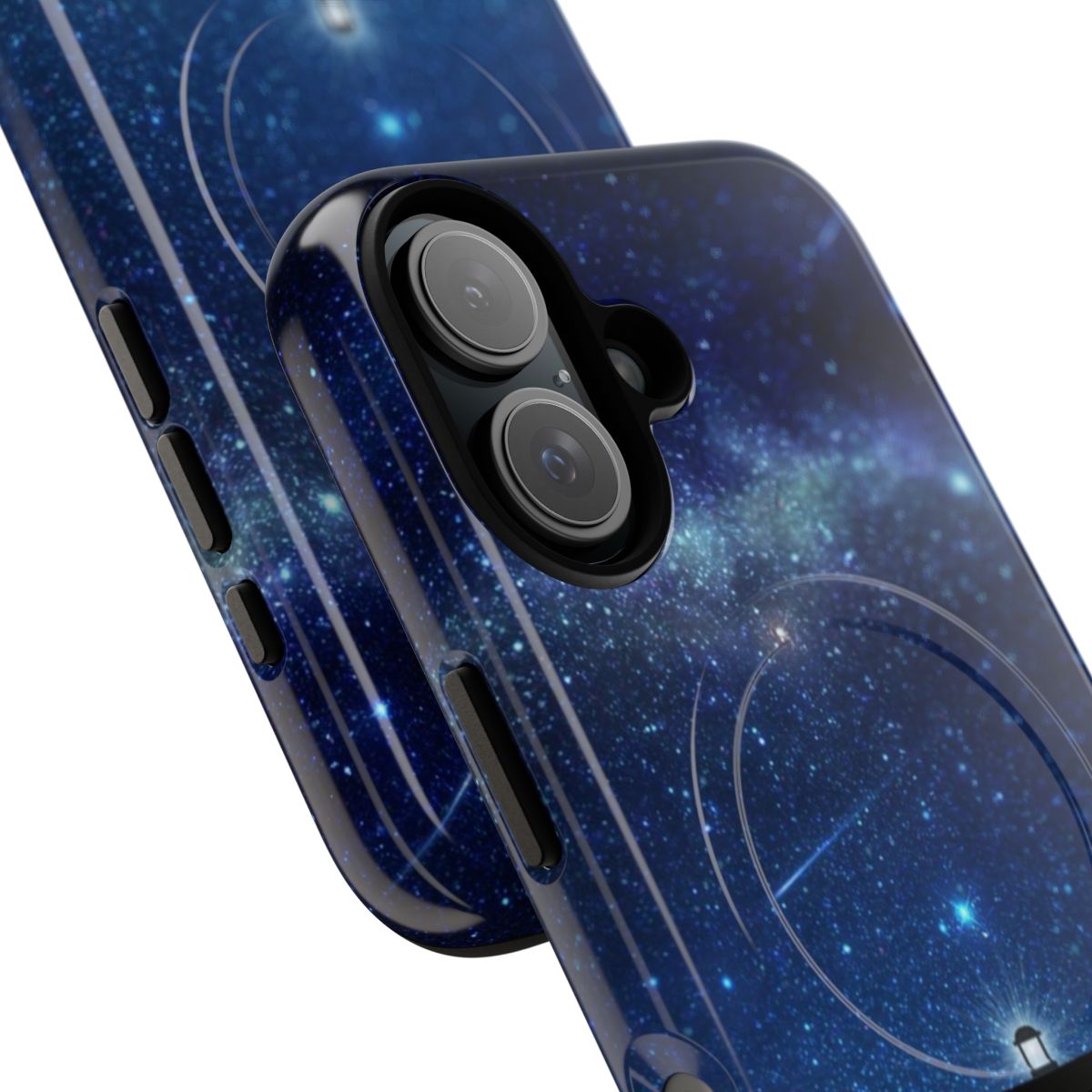 Starry Night-inspired phone case with sci-fi Doctor Who elements - Detail