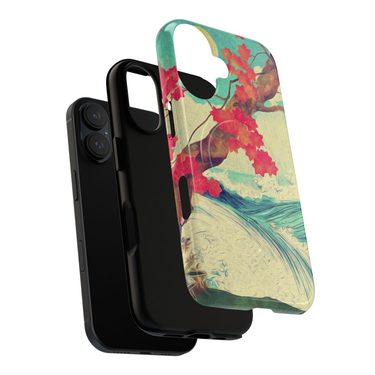 Stunning nature landscape with ocean waves and trees, printed on a magnetic tough phone case. - Layers