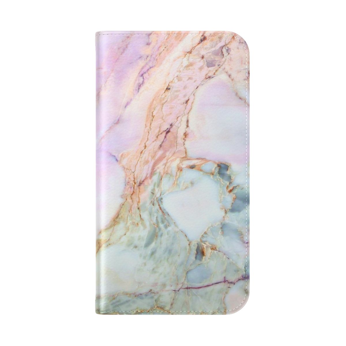 Pink marble texture phone case with flip cover design - Folded Back