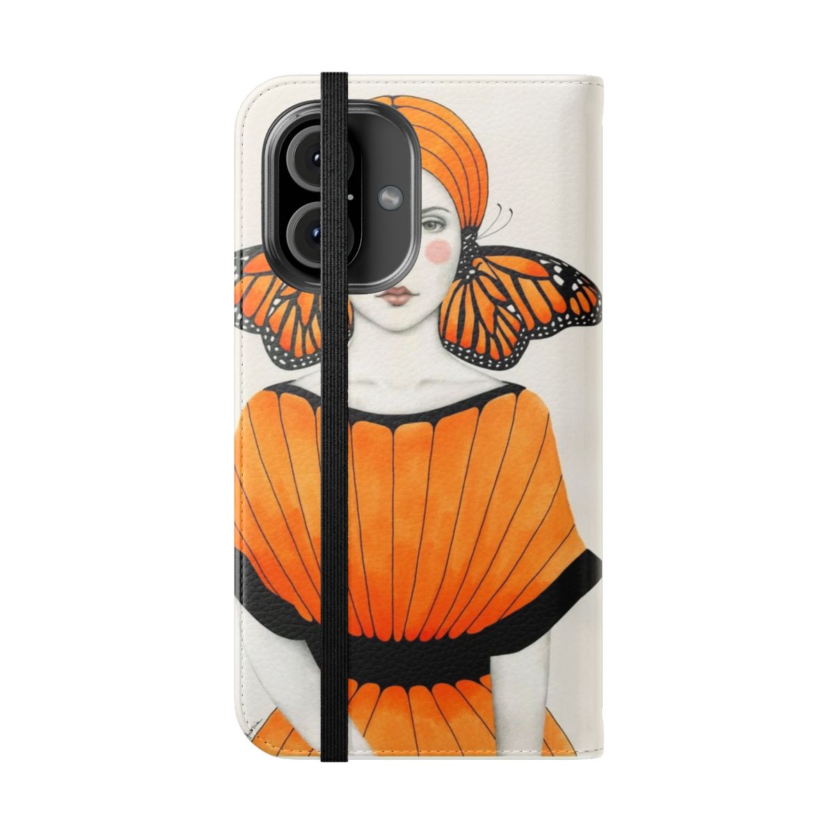 Orange butterfly monarch portrait phone case - Folded Front