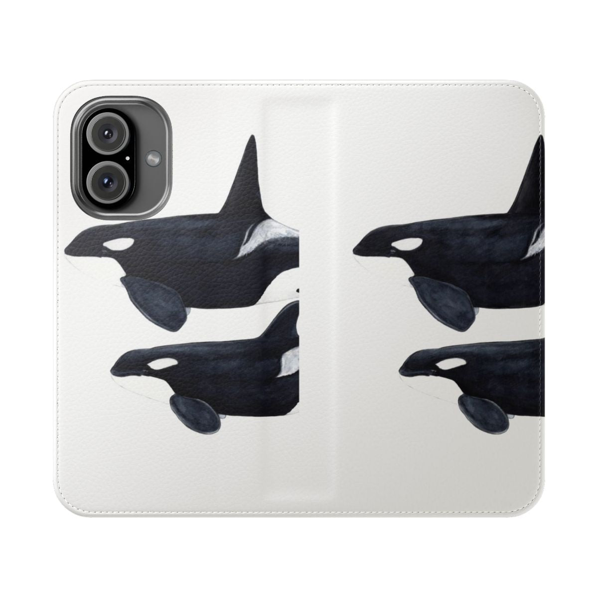 Orca whale illustration on a flip cover phone case