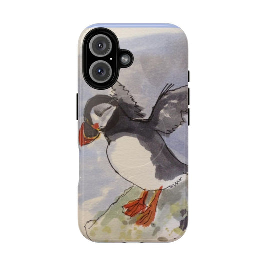 Puffin-themed magnetic phone case with a tough, durable design