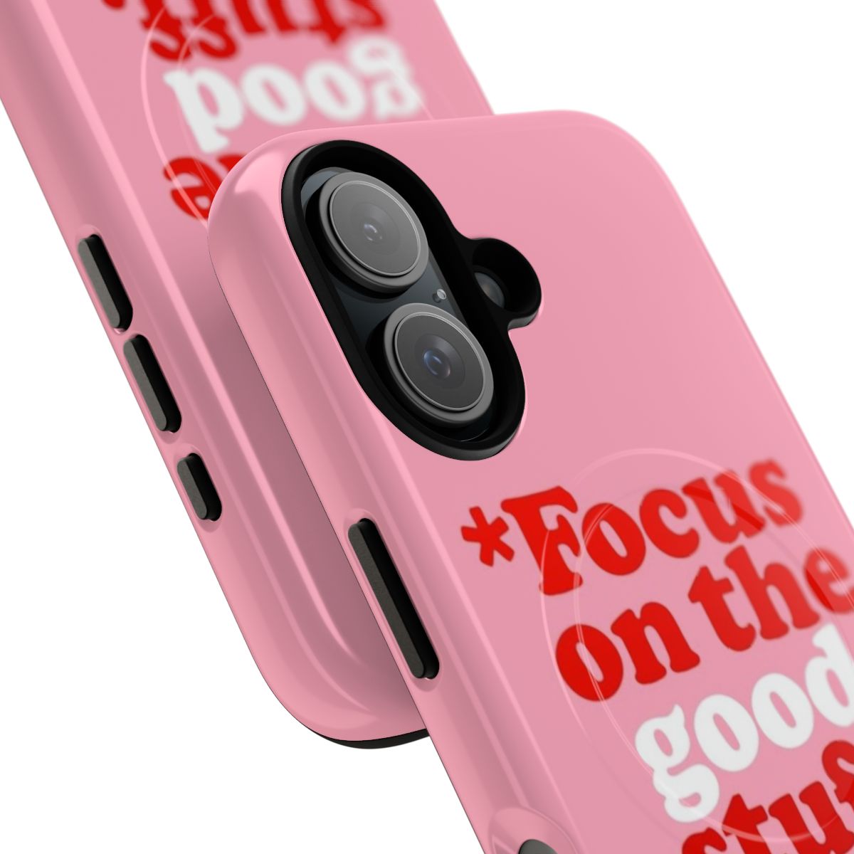 Inspiring quote phone case with pink and red retro typography design - Detail