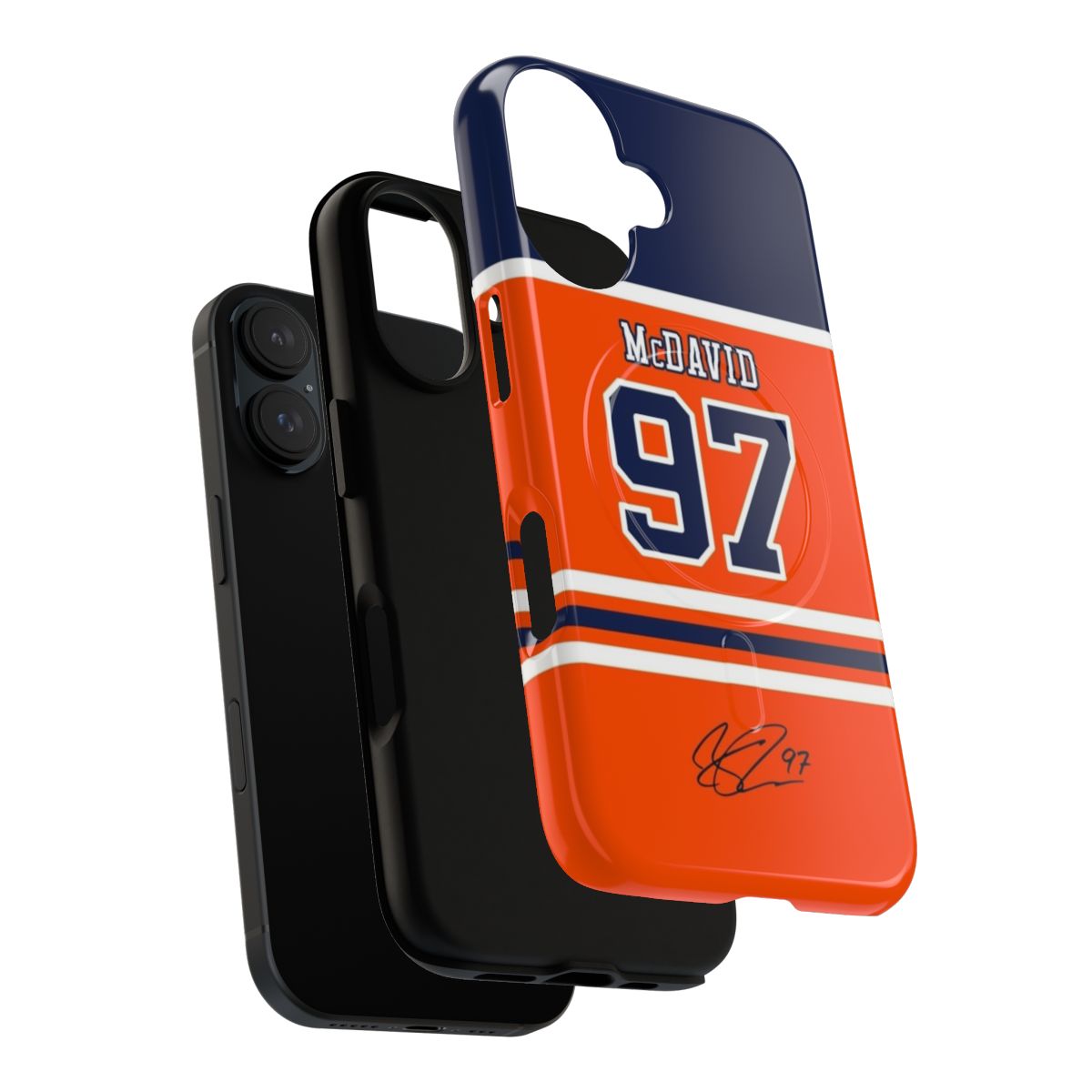 Sleek and protective phone case featuring a design inspired by Connor McDavid of the Edmonton Oilers - Layers