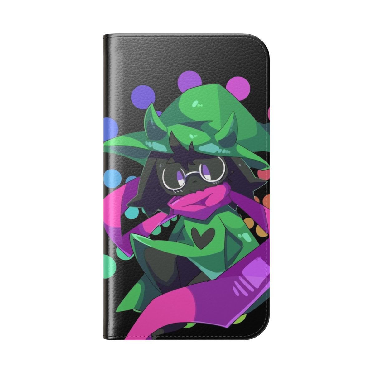 Deltarune Ralsei themed flip cover phone case with character art and protective design - Folded Back