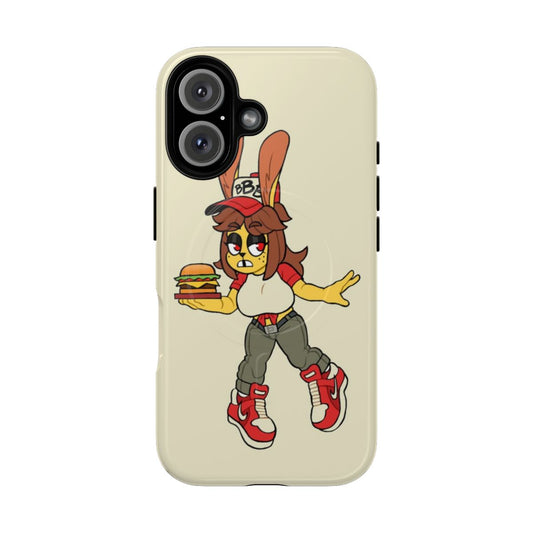 Colorful magnetic phone case with bunny, burger, and fast food designs