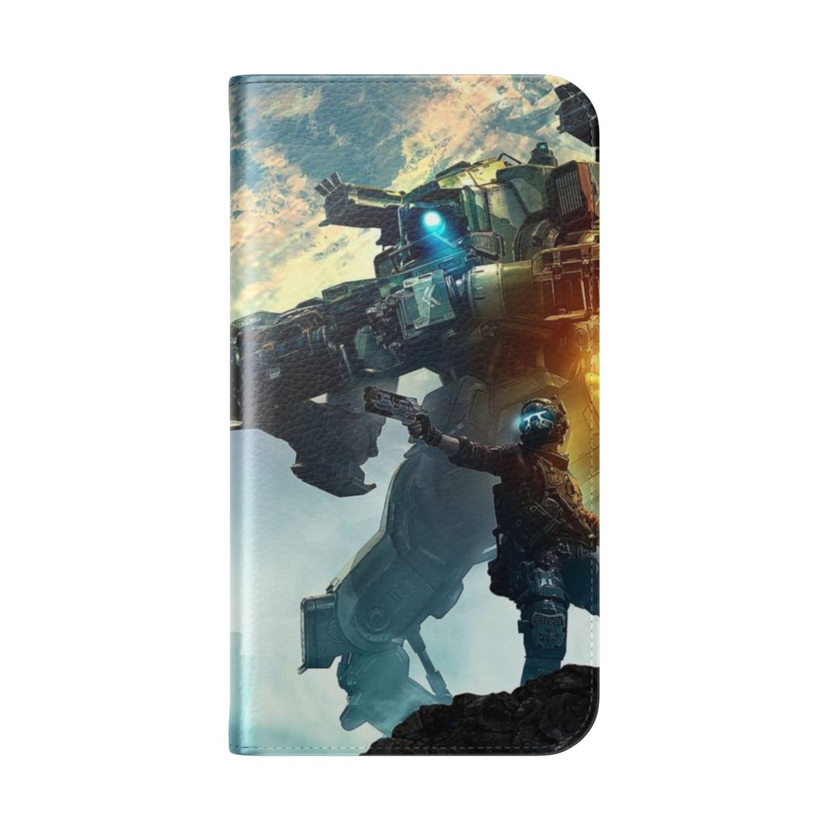 A sleek and durable phone case cover inspired by the futuristic helmets worn by Pilots in the Titanfall video game series. - Folded Back