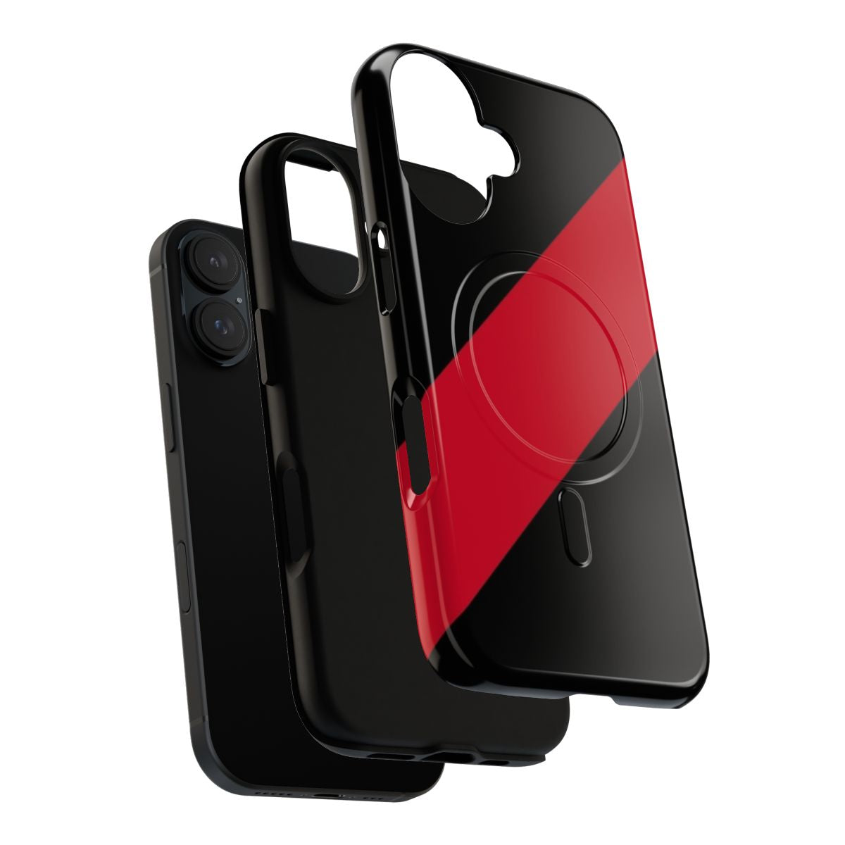 Red and black phone case with a magnetic closure and tough design, perfect for Essendon Bombers fans - Layers