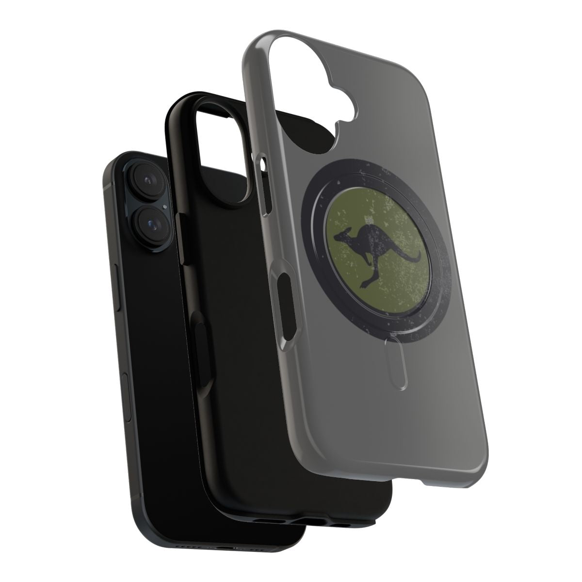 Subdued distressed RAAF-inspired magnetic tough phone case - Layers