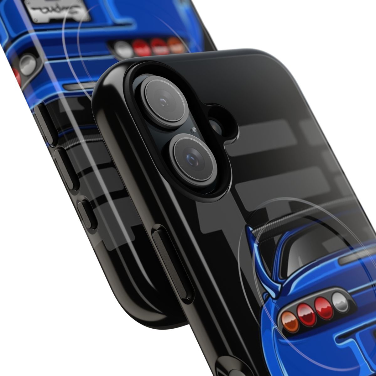 Midnight blue phone case with tough magnetic design inspired by the Toyota Supra MK4 sports car - Detail