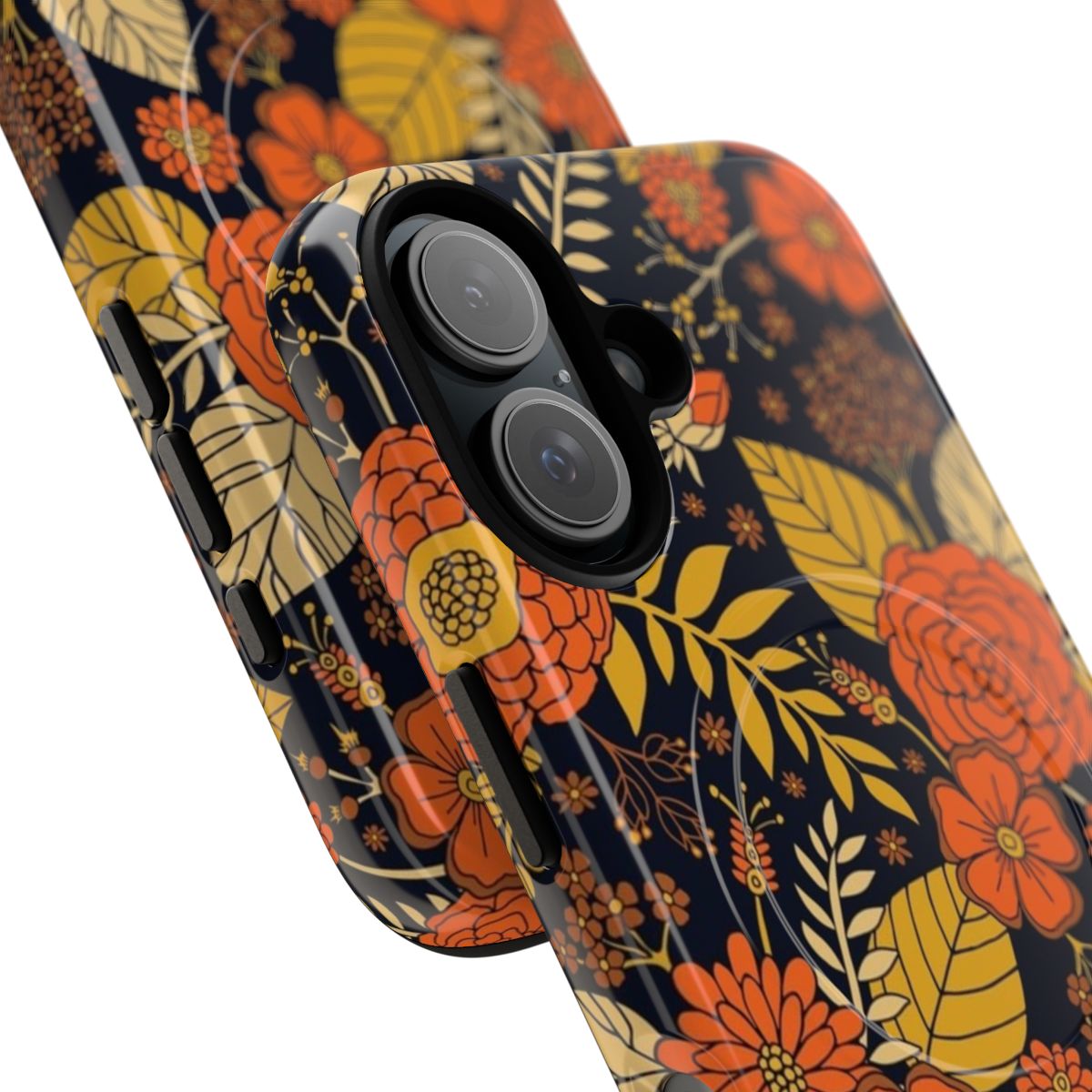 Retro floral pattern phone case with magnetic tough design - Detail