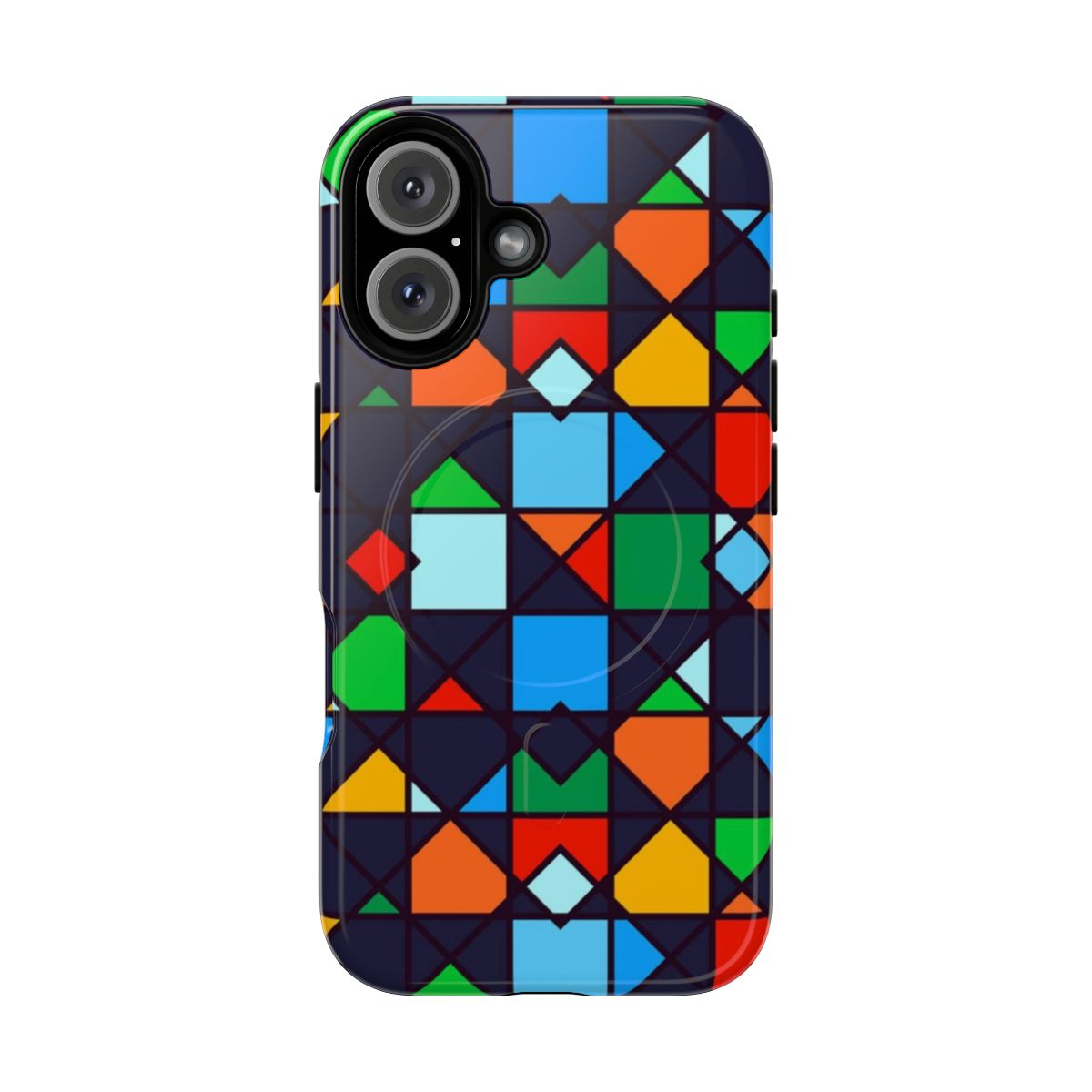 Colorful geometric and architectural pattern phone case