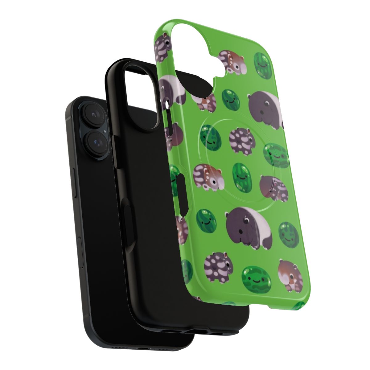 A phone case featuring an illustration of a tapir and watermelons, showcasing a cute and unique design. - Layers