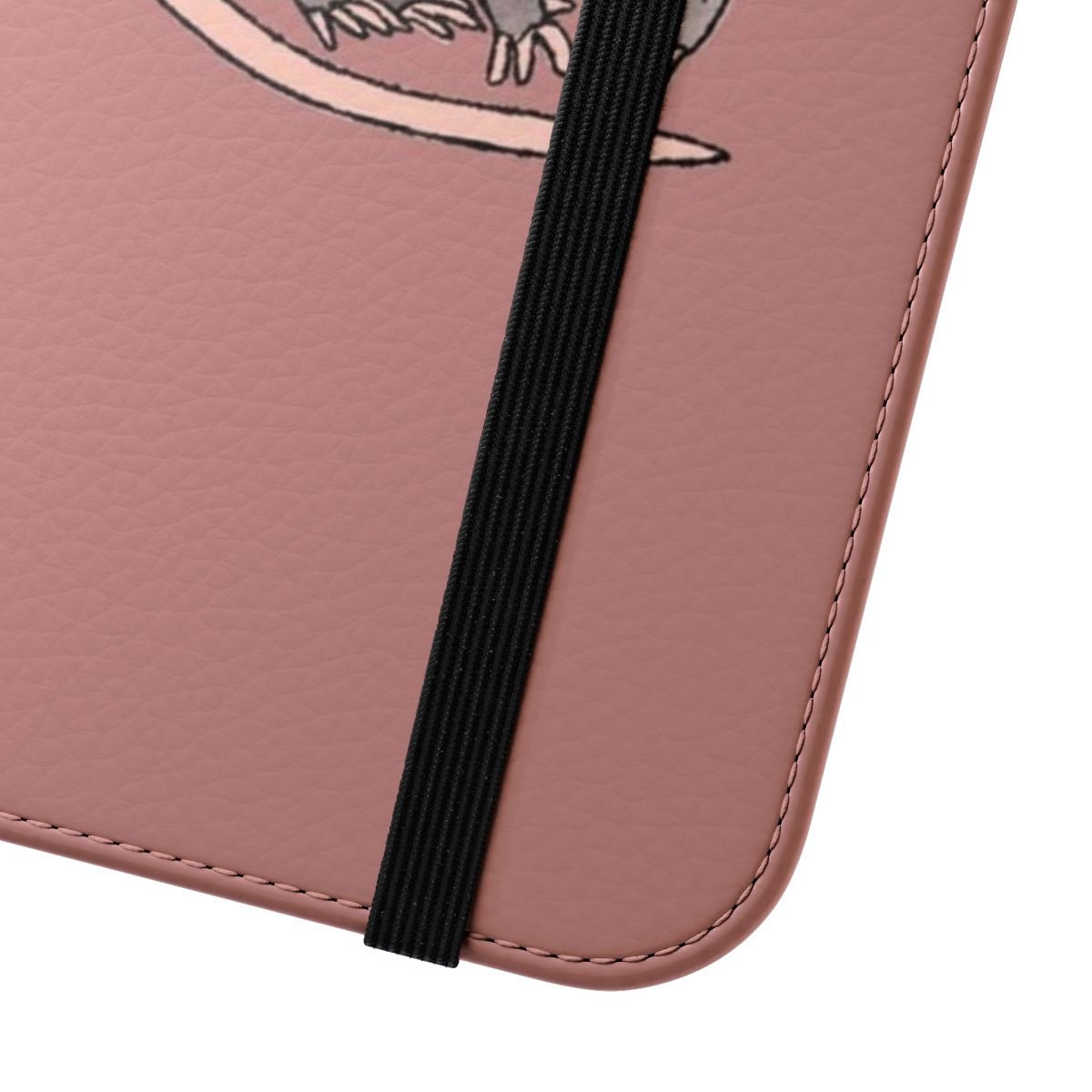 Playful opossum design on a flip phone case cover - Close Up