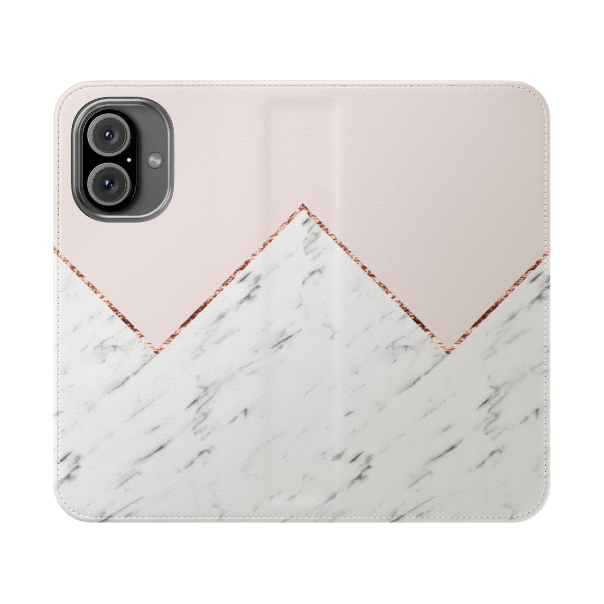 Blush pink and rose gold geometric marble pattern phone case